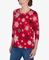 Alfred Dunner Classic Snowflake Infused Top