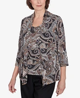 Alfred Dunner Classic Metallic Paisley Two One Top