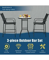 Sugift 3 Pieces Outdoor Patio Bar Table Stool Set-Black