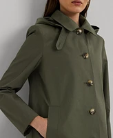 Lauren Ralph Womens Hooded A-Line Raincoat