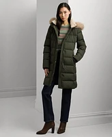 Lauren Ralph Petite Faux-Fur-Trim Hooded Puffer Coat