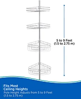 Kenney 4-Tier Spring Tension Shower Corner Pole Caddy with Razor Holder