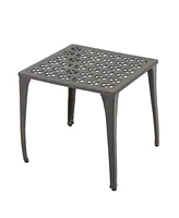 Elegant Cast Aluminum Patio Side Table with Grillwork Top