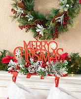 Glitzhome 14.5''L Christmas Metal Merry Christmas Stocking Holder