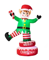 Glitzhome 6FT Lighted Inflatable Rotating Elf Decor