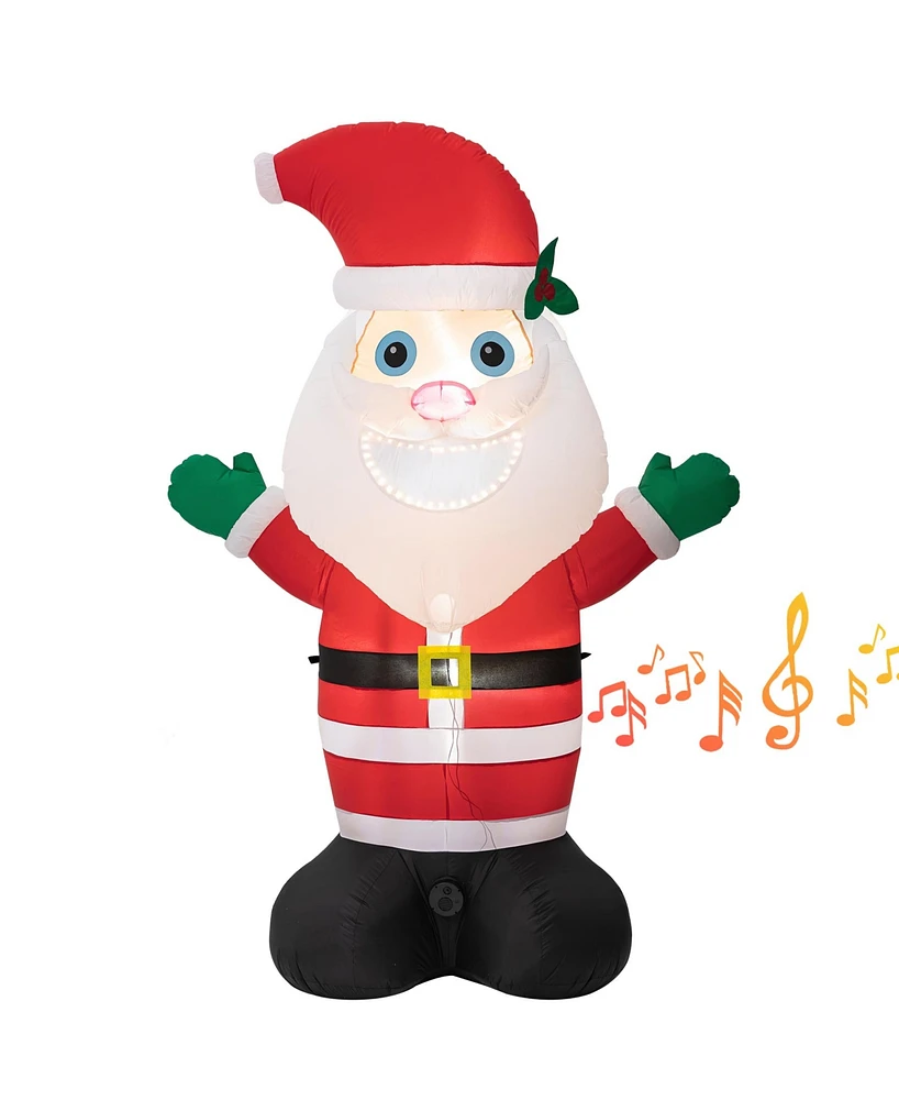 Glitzhome 8FT Lighted Inflatable Musical Santa Decor