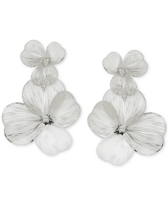 lonna & lilly Silver-Tone Openwork Flower Double Drop Earrings