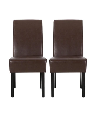 Simplie Fun Contemporary Minimalist Dining Chairs with Upholstered Seat and Rubberwood Legs