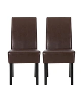 Simplie Fun Contemporary Minimalist Dining Chairs with Upholstered Seat and Rubberwood Legs