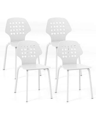Slickblue Set of 4 Metal Dining Chair with Hollowed Backrest and Legs