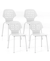 Slickblue Set of 4 Metal Dining Chair with Hollowed Backrest and Legs