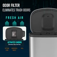 13 Gallon Stainless Steel Kitchen Trash Can With Foot Pedal Operated Soft Close Feature