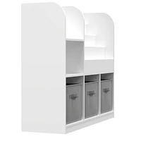 Kids Multifunctional Bookcase with Drawers (White/Gray)