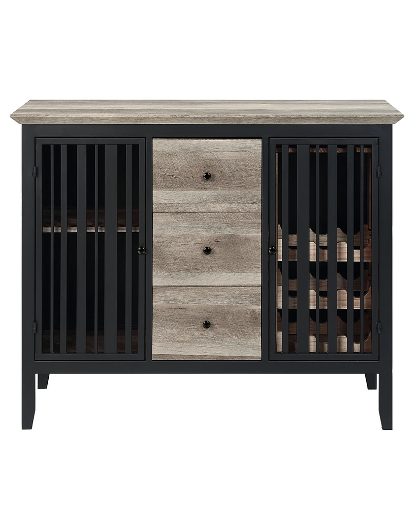 Simplie Fun Zudora Server, Antique Oak & Black Finish