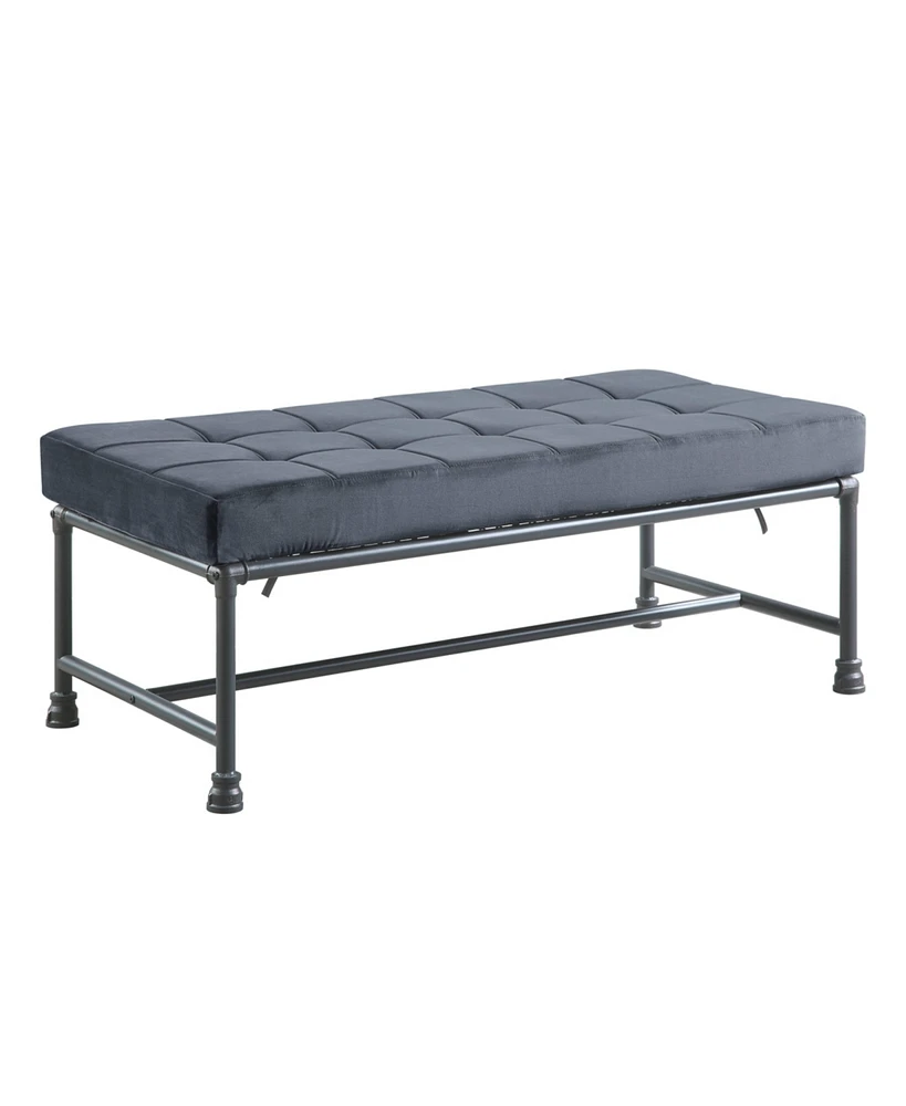 Simplie Fun Brantley Bench in Gray Velvet & Sandy Gray Finish