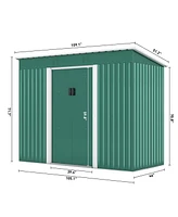 Streamdale Furniture Xl Galvanized Steel Outdoor Storage Shed with Sloped Roof and Vents