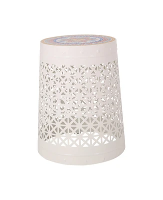 Simplie Fun Minimalist Mosaic Accent Table with Lace Cut Frame