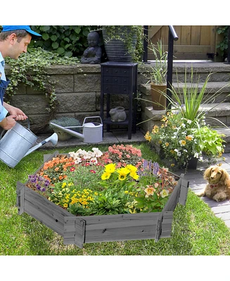 Streamdale Furniture Woven Wood Hexagonal Raised Garden Bed for Outdoor Living