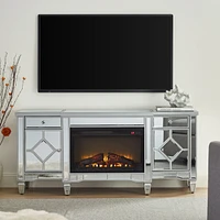 Streamdale Furniture 57" X 15 " X 25.6" Flash silver combination Tv fireplace cabinet