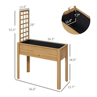 Spacious Raised Wood Planter Bed with Trellis, 36.5" Long, 15.75" Wide, 55.5" High