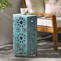 Vibrant Sunburst Cut Out Side Table for Patio Entertaining