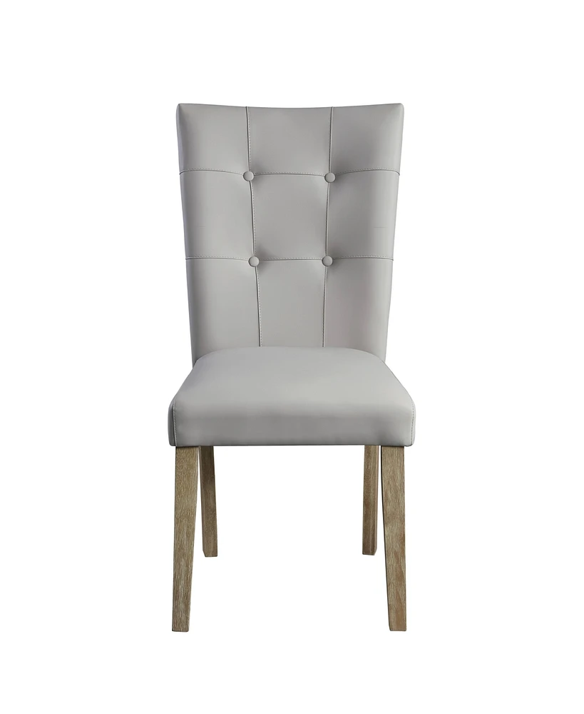 Simplie Fun Charnell Side Chair (Set-2) in Gary Pu & Oak Finish