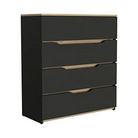 Zoe Dresser, Superior Top, Four Drawers - Black Light Oak