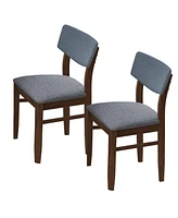 Simplie Fun Retro fabric dining chairs in grey walnut color