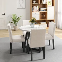 5-Piece Dining Set with Marble-Inspired Table & Ergonomic Chairs