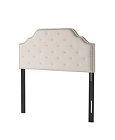 Contemporary Button-Tufted Upholstered Headboard with Nailhead Accents