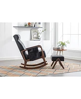 Streamdale Furniture Rocking Chair With Ottoman, Mid-Century Modern Upholstered Fabric Rocking Armchair, Rocking