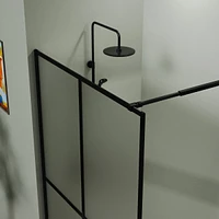 34" X 72" Shower Screen Door Frost Tempered Glass