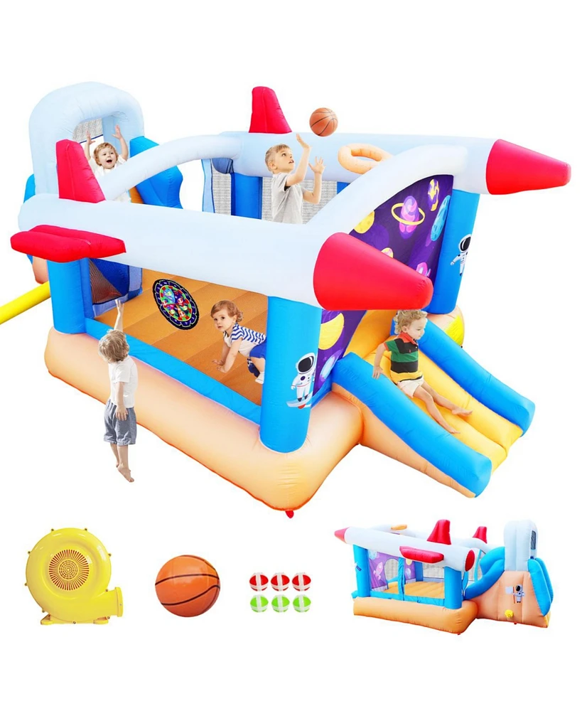 Streamdale Furniture 6 In 1 Outdoor Indoor Inflatable Bouncer For Kids Target Ball Basketball Slide With Blower