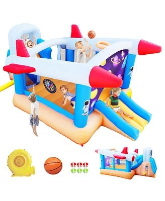 Simplie Fun 6 In 1 Outdoor Indoor Inflatable Bouncer For Kids Target Ball Basketball Slide With Blower