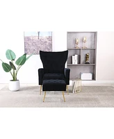 Modern Accent Chair With Ottoman, Comfy Armchair For Living Room, Bedroom, Apartment