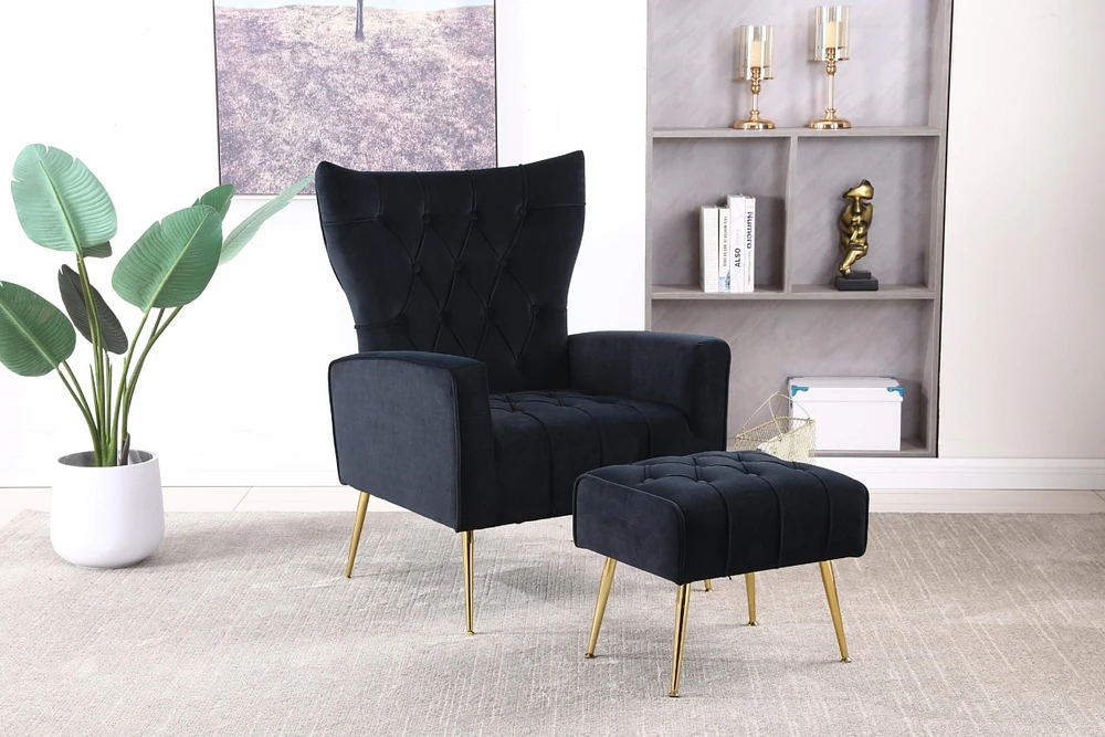 Streamdale Furniture Modern Accent Chair With Ottoman, Comfy Armchair For Living Room, Bedroom, Apartment