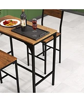 Slickblue 3 Pieces Bar Table Set with 2 Stools