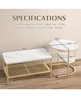 Slickblue Set of 2 Nesting Coffee Table with Extra Storage Shelf for Living Room