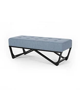 Modern Tufted Upholstered Bench with Black Geometric Legs