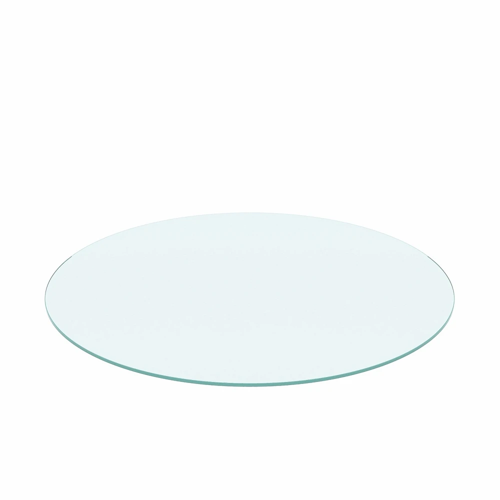 Simplie Fun 24 Inch Round Tempered Glass Table Top Clear Glass 1/4 Inch Thick Flat Polished Edge