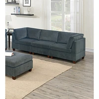 Simplie Fun 8 Piece Grey Chenille Modular Sofa Set - Modern Family Furniture