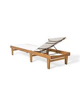 Acacia Wood and Mesh Outdoor Chaise Lounge for Relaxation