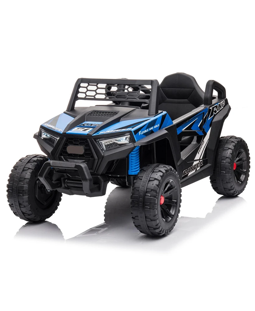 Streamdale Furniture Cool Black and Blue Kids Ride-On Mini Utv with Built-In Songs