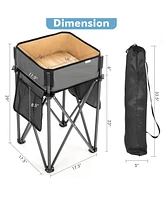 Slickblue 2 Pieces Folding Camping Tables with Large Capacity Storage Sink for Picnic