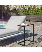 Slickblue C-shaped Waterproof Outdoor Side End Table with Ceramic Top