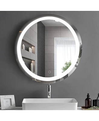 Simplie Fun 24 Inch Led Round Bathroom Mirror