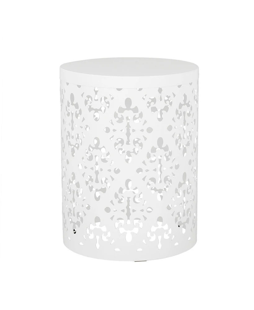 Airy Modern Side Table with Iron Cut Floral Design