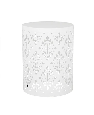 Simplie Fun Airy Modern Side Table with Iron Cut Floral Design