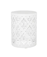 Airy Modern Side Table with Iron Cut Floral Design