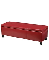 Streamdale Furniture Gloster Red Pu Leather Storage Ottoman 50"D x 51"W x 16"H